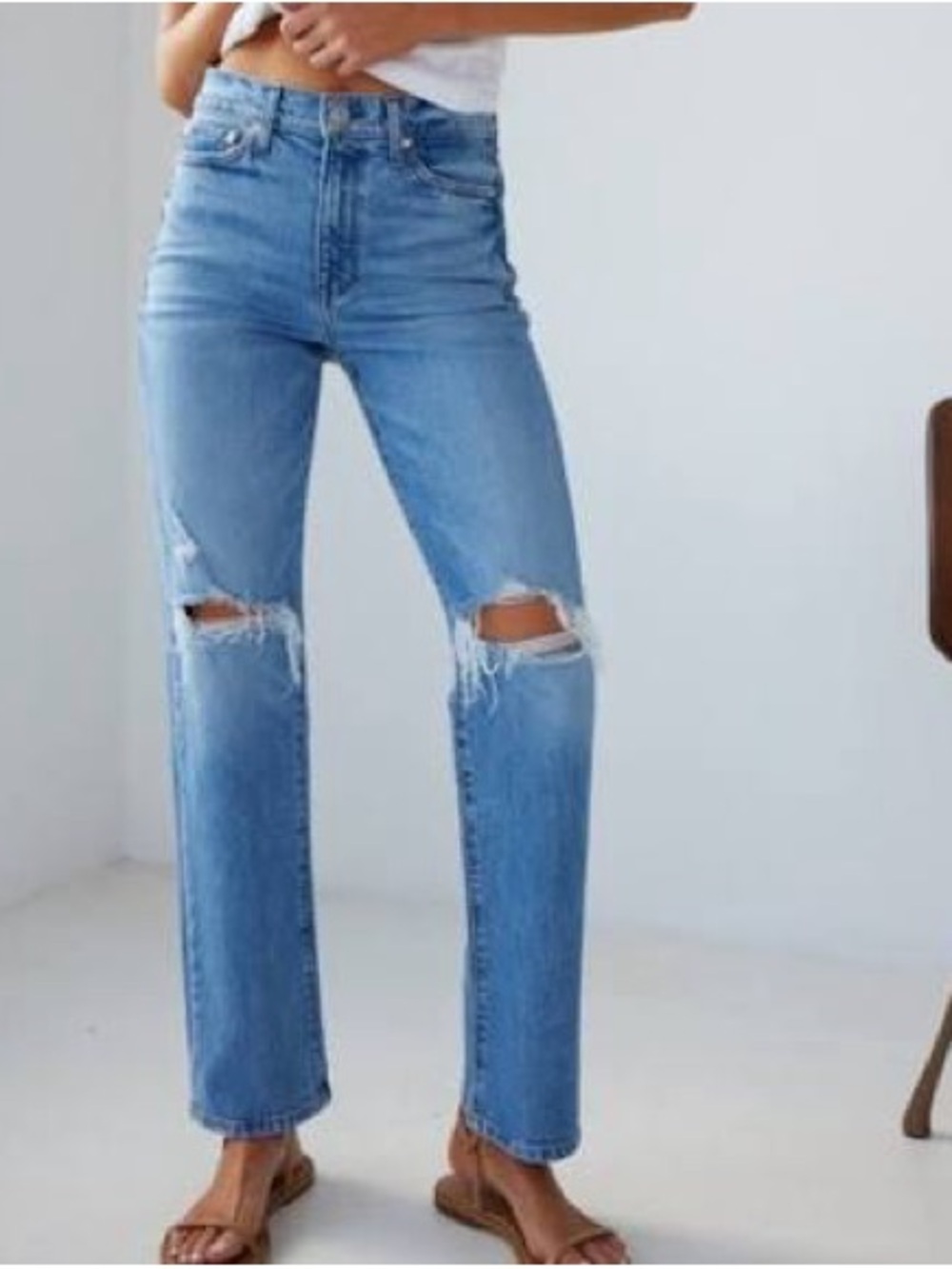 AYR The Lala “Saturn Return” Distressed Straight Leg Jeans 31S